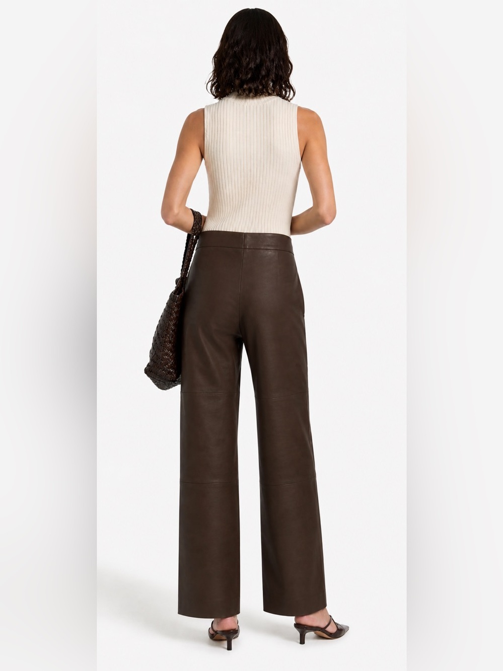 Vintage 100% Genuine Leather Chocolate Brown Bootcut Pants Size 6 - Picture 3 of 17